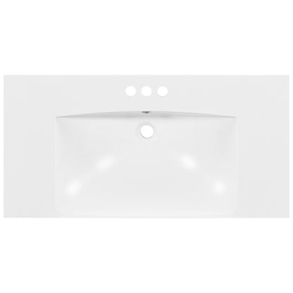 [Sink Only]24x18 inch rectangular single hole bathroom ceramic sink, vanity top sink only, white (faucet and cabinet not included)