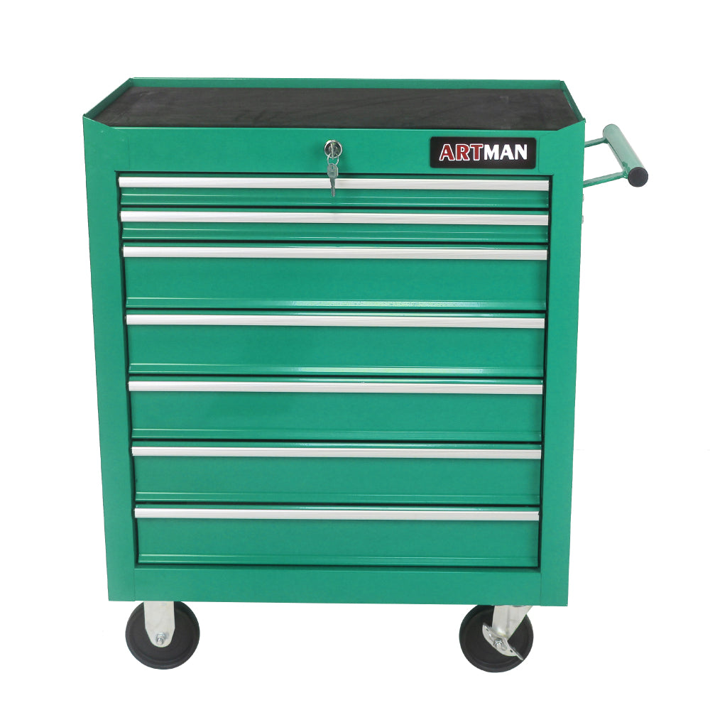 7 DRAWERS MULTIFUNCTIONAL TOOL CART WITH WHEELS-SILVER