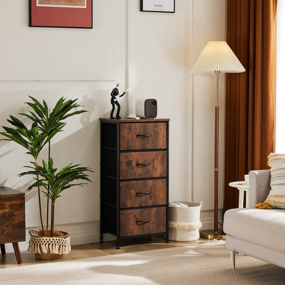 Drawers Dresser Chest of Drawers,Metal Frame and Wood Top,4bc,Brown