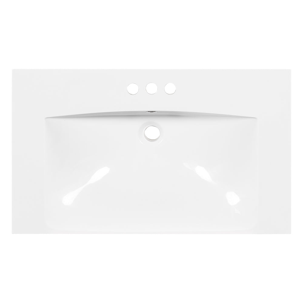 [Sink Only]24x18 inch rectangular single hole bathroom ceramic sink, vanity top sink only, white (faucet and cabinet not included)