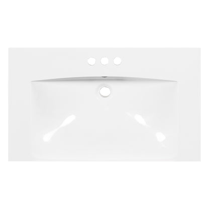 [Sink Only]24x18 inch rectangular single hole bathroom ceramic sink, vanity top sink only, white (faucet and cabinet not included)