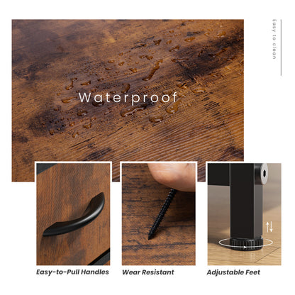 Drawers Dresser Chest of Drawers,Metal Frame and Wood Top,brown,two packs