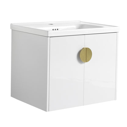 24 Inch Soft Close Doors Bathroom Vanity With Sink, For Small Bathroom,(KD-Packing)