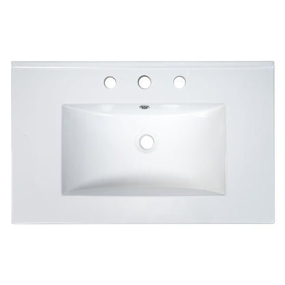 [Sink Only]24x18 inch rectangular single hole bathroom ceramic sink, vanity top sink only, white (faucet and cabinet not included)