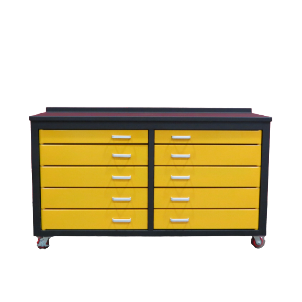 6ft Storage Cabinet with Workbench (10 Drawers)