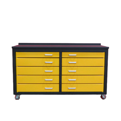 6ft Storage Cabinet with Workbench (10 Drawers)