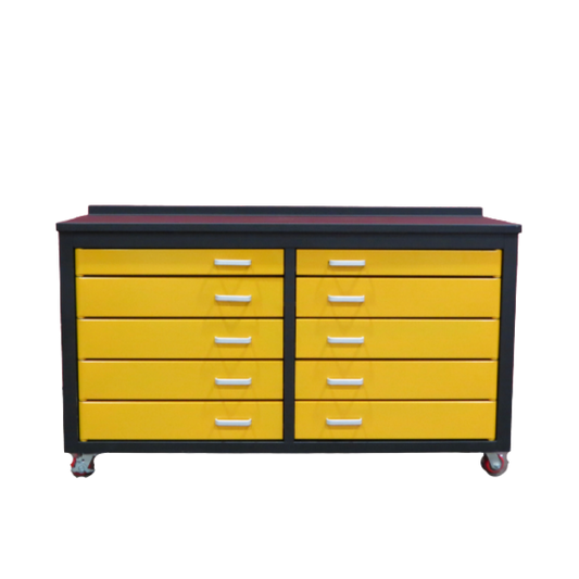 6ft Storage Cabinet with Workbench (10 Drawers)