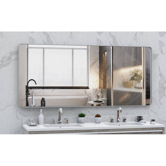 Oversized Bathroom Mirror with Removable Tray Wall Mount Mirror,Vertical Horizontal Hanging Aluminum Framed Wall Mirror Full Length Mirror,Full Body Mirror for Bedroom Living Room,Silver,72x32 Inches