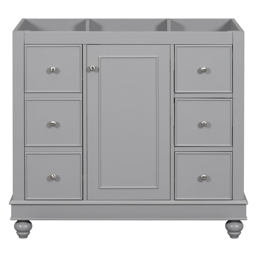 Contemporary Gray Bathroom Vanity Cabinet - 36x18x34 inches, 4 Drawers & 1 Cabinet Door, Multipurpose Storage, Resin Integrated Sink, Adjustable Shelves, Solid Wood Frame with MDF