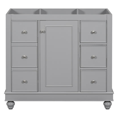 Contemporary Gray Bathroom Vanity Cabinet - 36x18x34 inches, 4 Drawers & 1 Cabinet Door, Multipurpose Storage, Resin Integrated Sink, Adjustable Shelves, Solid Wood Frame with MDF