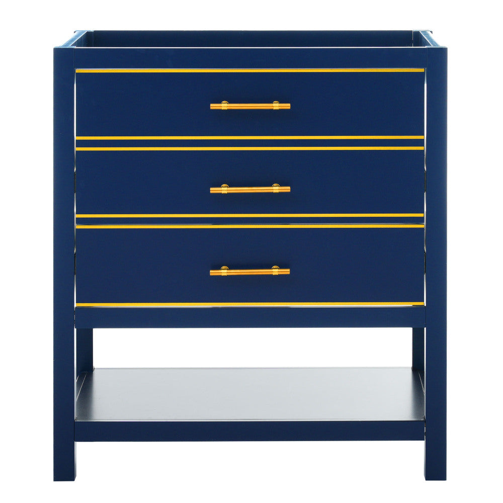 [Viedo]Modern 30inch Navy Blue/White Bathroom Vanity Cabinet Combo with Open
Storge, Two Drawers