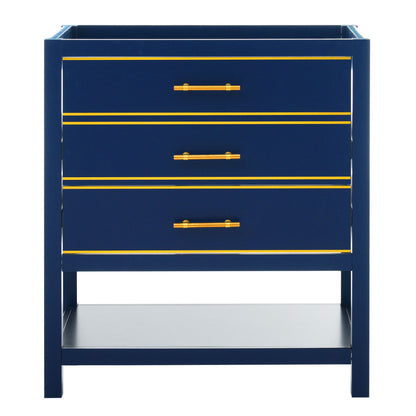 [Viedo]Modern 30inch Navy Blue/White Bathroom Vanity Cabinet Combo with Open
Storge, Two Drawers