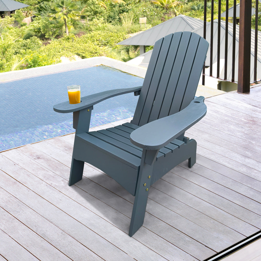 populus wood sling chair blue Stripe Broad blue Stripe (color: Dark blue) folding chaise lounge chair