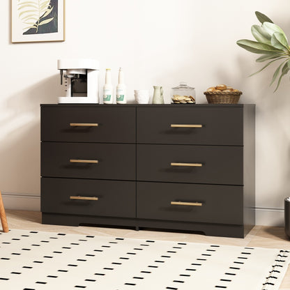 Black Large 6 drawers chest of drawer dressers table