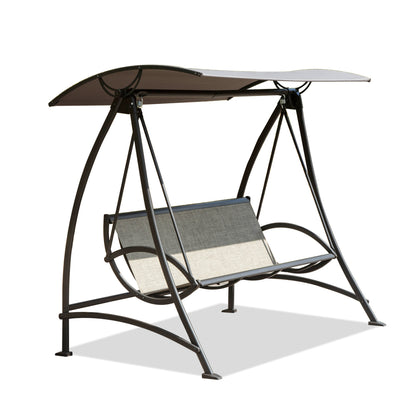 2-Seat Patio Swing Chair, Outdoor Porch Swing with Adjustable Canopy and Durable Steel Frame, Patio Swing Glider for Garden, Deck, Porch, Backyard