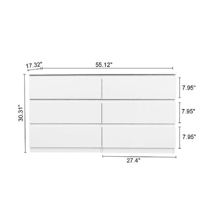 6 Drawer  Double Dresser for Bedroom Living Room Hallway,white