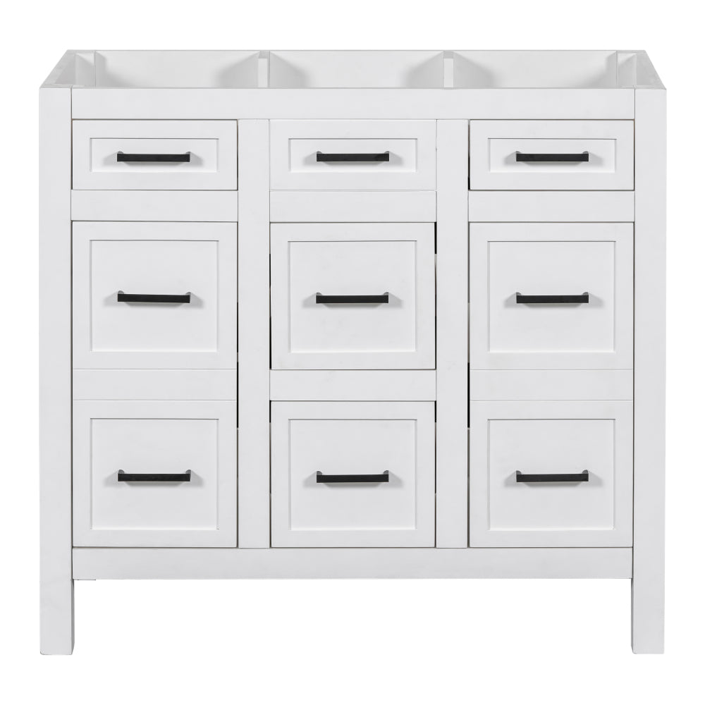 36" Bathroom Vanity Cabinet with Resin Integrated Sink - 4 Drawers, 2 Doors