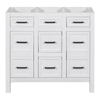 36" Bathroom Vanity Cabinet with Resin Integrated Sink - 4 Drawers, 2 Doors