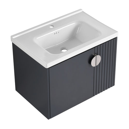 28 Inch Bathroom Vanity with Ceramic Sink, For Small Bathroom, Bathroom Vanity with Soft Close Door