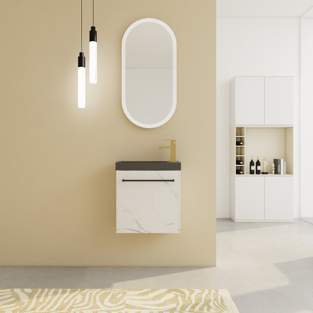 20'' Floating Wall-Mounted Bathroom Vanity with White Resin Sink & Soft-Close Cabinet Door