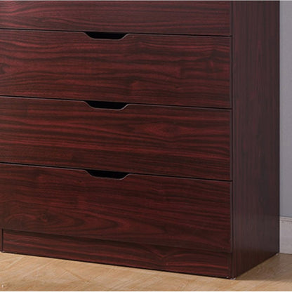 5 Drawer Bedroom Dresser, Home Chest Cabinet with Cut-Out Handles, Mahogany