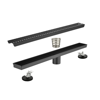 24 Inches Linear Shower Drain, Included Hair Strainer and Leveling Feet