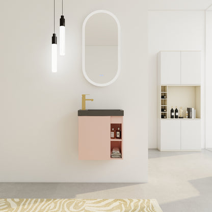 20'' Floating Wall-Mounted Bathroom Vanity with White Resin Sink & Soft-Close Cabinet Door