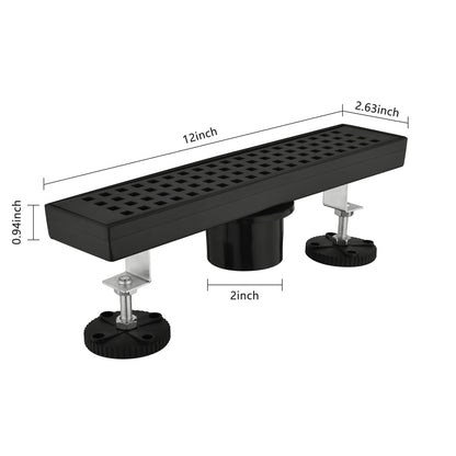 12 Inches Linear Shower Drain, Included Hair Strainer and Leveling Feet