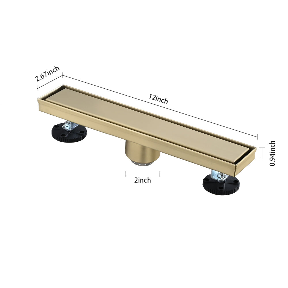 12 Inches Linear Shower Drain, Included Hair Strainer and Leveling Feet