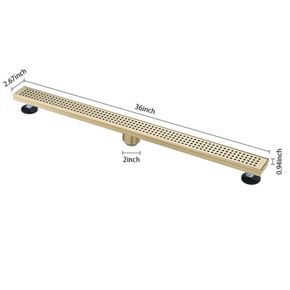 36 Inches Linear Shower Drain, Included Hair Strainer and Leveling Feet