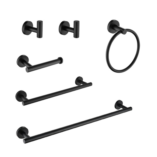 6 Piece Stainless Steel Bathroom Towel Rack Set Wall Mount