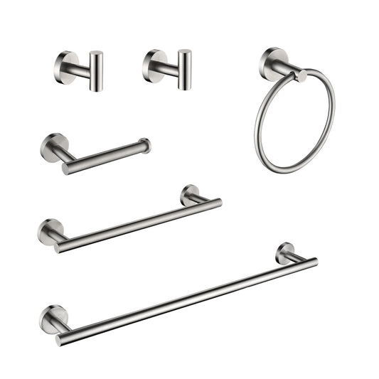 6 Piece Stainless Steel Bathroom Towel Rack Set Wall Mount