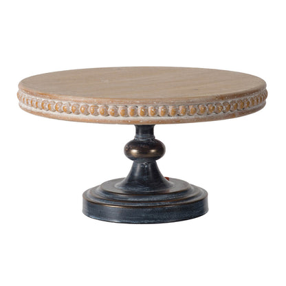 D10.5" x 7.5" Cake Stand, Wood Cake Plate with Magnesium Base