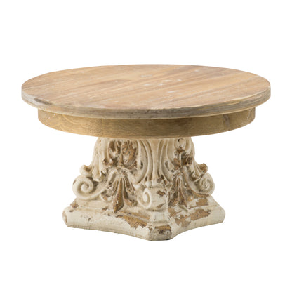 D10.5" x 7.5" Cake Stand, Wood Cake Plate with Magnesium Base