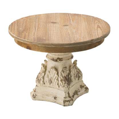 D10.5" x 7.5" Cake Stand, Wood Cake Plate with Magnesium Base