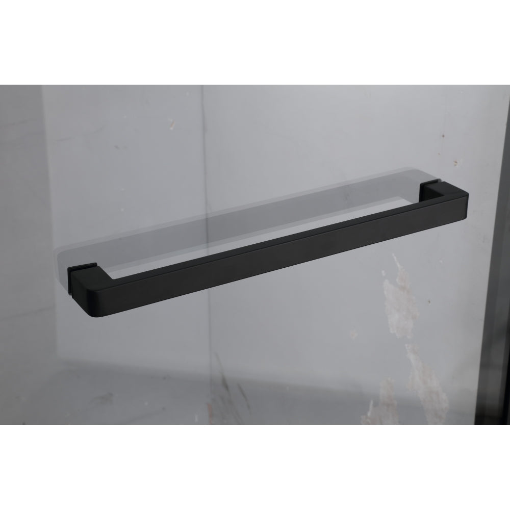 Semi-frameless Double Sliding Glass Shower Doors, 60" Width x 76"Height with 3/8"(10mm) Clear Tempered Glass, Matt Black Finish