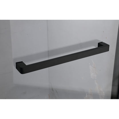 Semi-frameless Double Sliding Glass Shower Doors, 60" Width x 76"Height with 3/8"(10mm) Clear Tempered Glass, Matt Black Finish