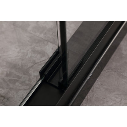 Semi-frameless Double Sliding Glass Shower Doors, 60" Width x 76"Height with 3/8"(10mm) Clear Tempered Glass, Matt Black Finish