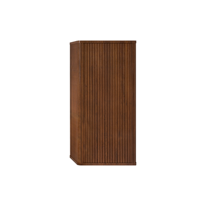 U046-Etna24W-305 Etna 24" Striped Walnut Bathroom Vanity with White Ceramic Sink, Wall Mounted Floating Bathroom Vanity for Modern Bathroom, Pre-assembled