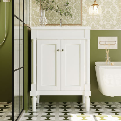 24'' Bathroom Vanity with Top Sink, 2-Tier Modern Bathroom Storage Cabinet, Single Sink Bathroom Vanity, Large Storage Shelves (Replace SW000102AAF)