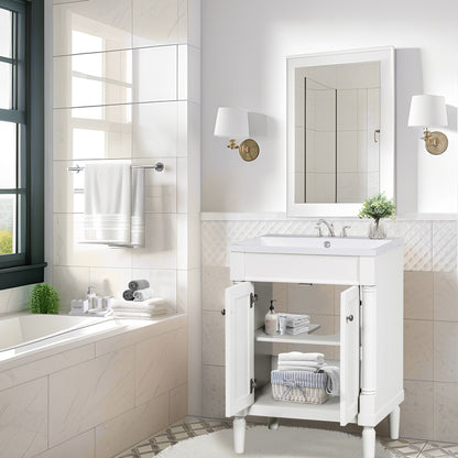24'' Bathroom Vanity with Top Sink, 2-Tier Modern Bathroom Storage Cabinet, Single Sink Bathroom Vanity, Large Storage Shelves (Replace SW000102AAF)