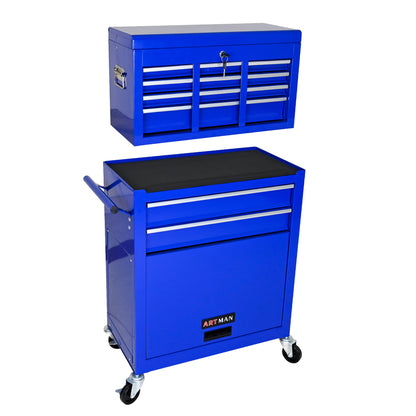 High Capacity Rolling Tool Chest with Wheels and Drawers, 8-Drawer Tool Storage Cabinet--BLUE