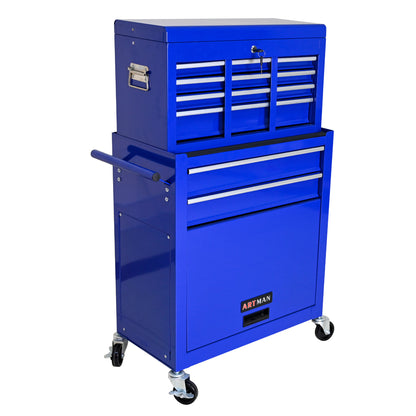 High Capacity Rolling Tool Chest with Wheels and Drawers, 8-Drawer Tool Storage Cabinet--BLUE