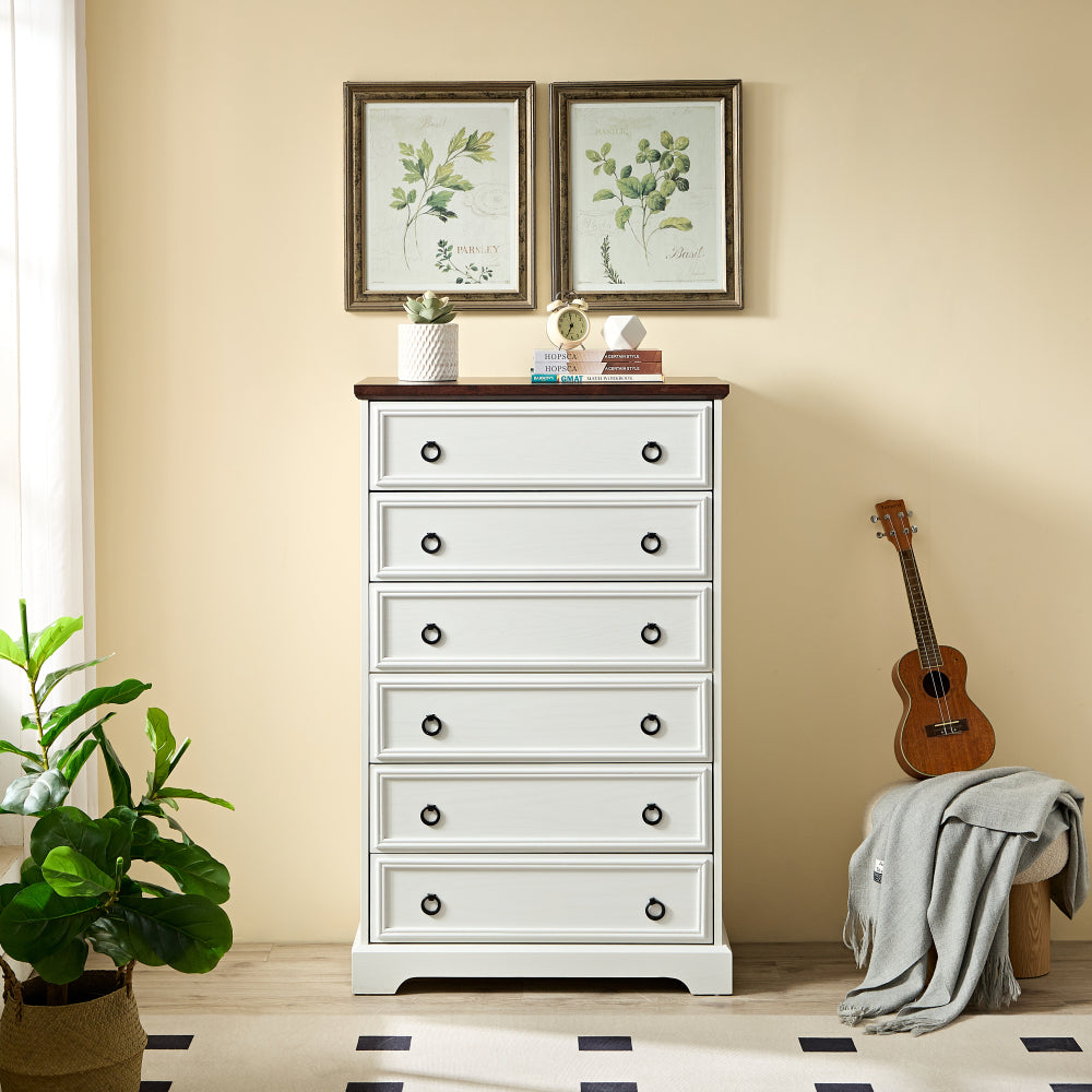 Modern 6 Drawer Dresser, Dressers for Bedroom, Tall Chest of Drawers Closet Organizers & Storage Clothes - Easy Pull Handle, Textured Borders Living Room, Hallway,L 29.53''*W15.75''*H48.03''