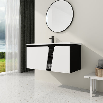40'' Floating Wall-Mounted Bathroom Vanity with Ceramics Sink & Soft-Close Cabinet Door