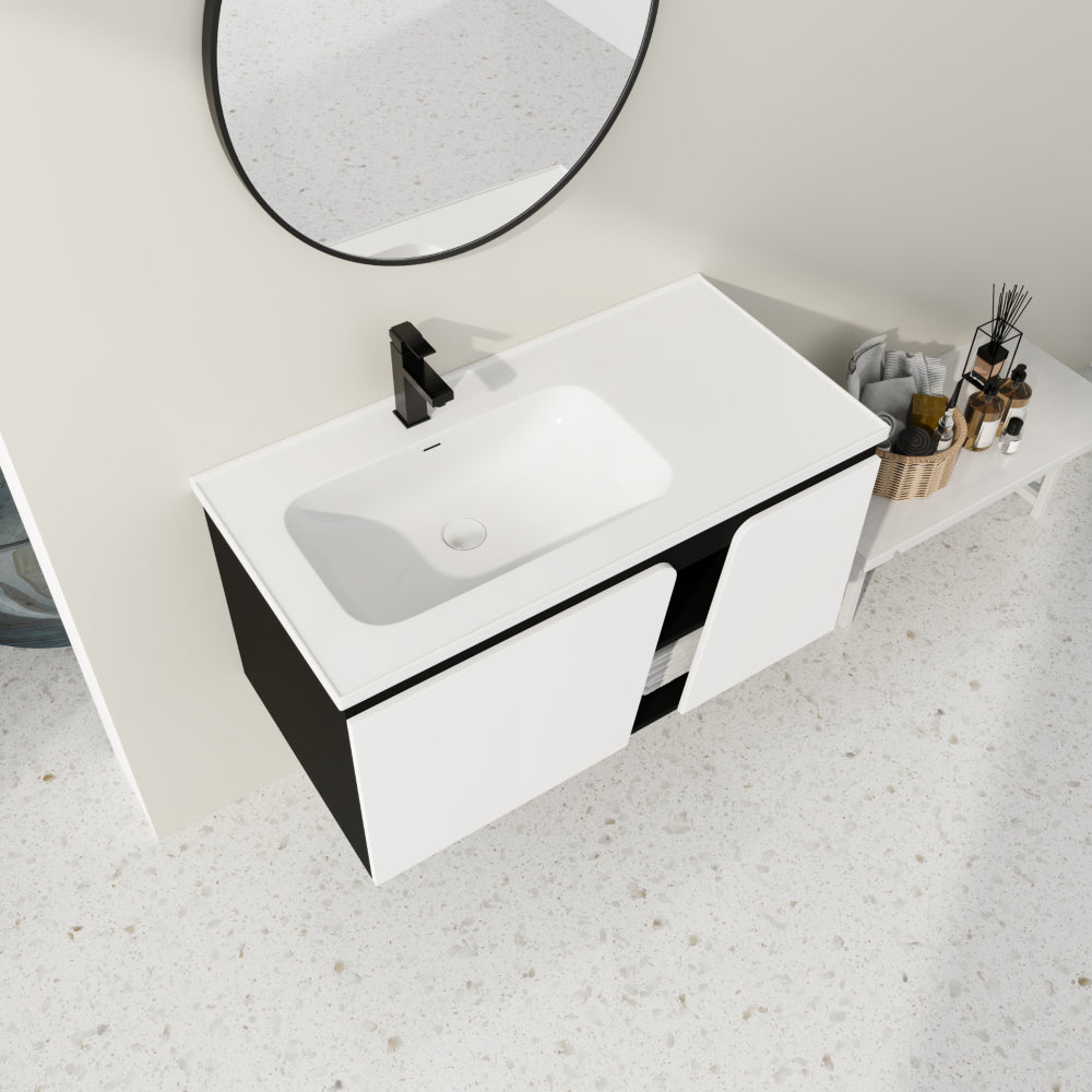40'' Floating Wall-Mounted Bathroom Vanity with Ceramics Sink & Soft-Close Cabinet Door