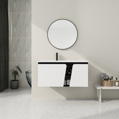 36'' Floating Wall-Mounted Bathroom Vanity With Ceramic Basin & Soft-Close Cabinet Door