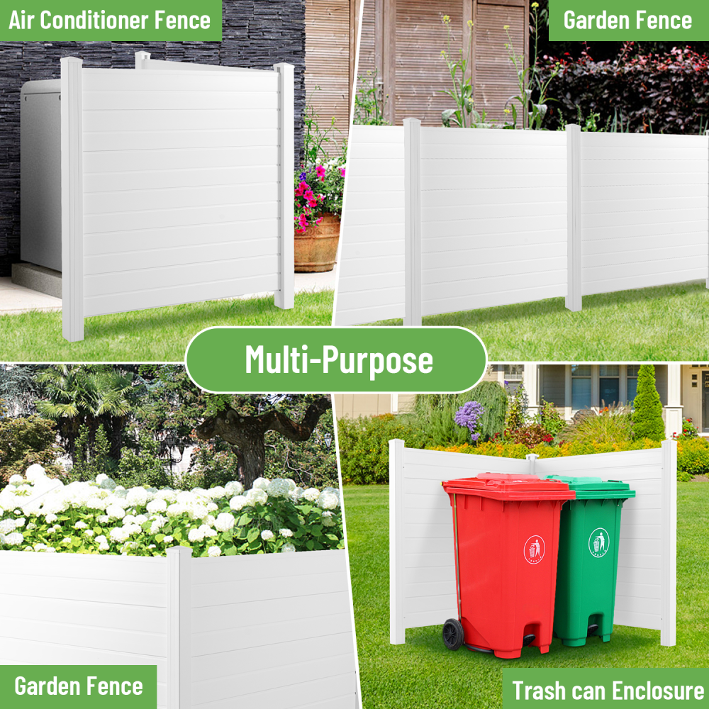 Privacy Fence Panels Kit  Air Conditioner Trash Can Enclosure  Vinyl  white color