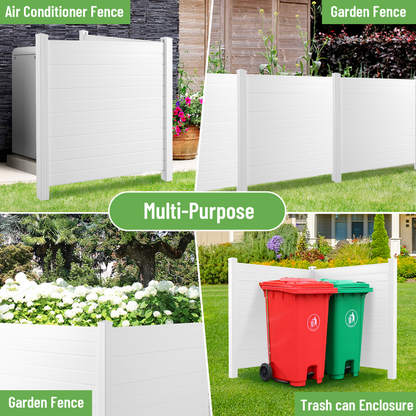 Privacy Fence Panels Kit  Air Conditioner Trash Can Enclosure  Vinyl  white color