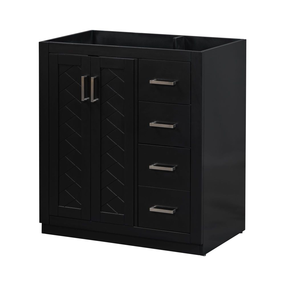 30'' Bathroom Vanity with Resin Sink Combo,Solid Wood Frame Bathroom Storage Cabinet, Freestanding Vanity Set with 3 Drawers& Soft Closing Doors (SW000120AAK)